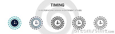 Timing icon in filled, thin line, outline and stroke style. Vector illustration of two colored and black timing vector icons Vector Illustration