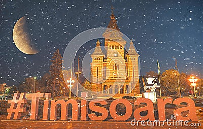 Timisoara Orthodox Cathedral, fineart fantasy edit. Editorial Stock Photo