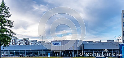 Timisoara,Romania January 17 2024: Nokia logo on their headquarters and main office for Timisoara Editorial Stock Photo