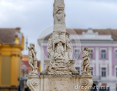 TIMISOARA, ROMANIA - 15 OCTOBER, 2016 Detail of the Holy Trinity Statue at Union square 1 Editorial Stock Photo