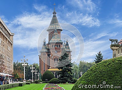 TIMISOARA, ROMANIA - 15 OCTOBER 2016 Romanian orthodox cathedral in Timisoara Editorial Stock Photo