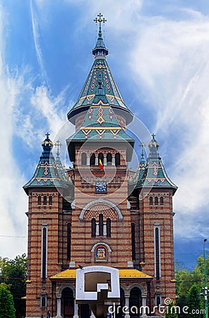 TIMISOARA, ROMANIA - 15 OCTOBER 2016 Romanian orthodox cathedral in Timisoara Editorial Stock Photo