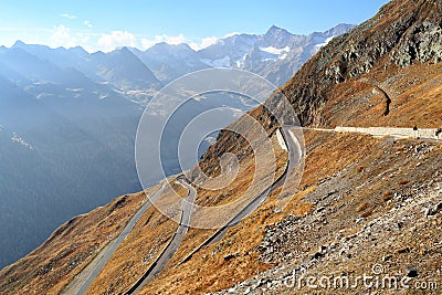 Timmelsjoch high alpine road. Oetztal Alps, South Tyrol, Italy Stock Photo