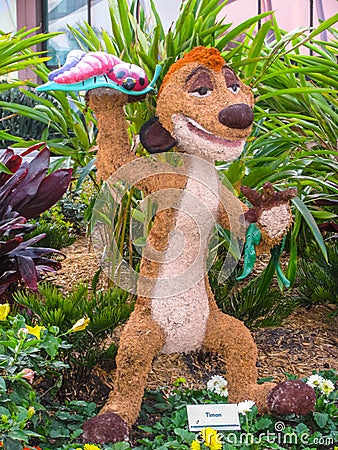 Timon The Lion King Floral Topiary at Epcot Editorial Stock Photo