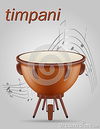 Timpani drum musical instruments stock vector illustration Vector Illustration