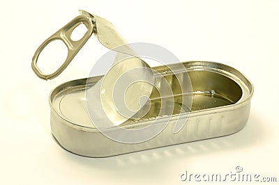 Tin can empty - anchovy Stock Photo