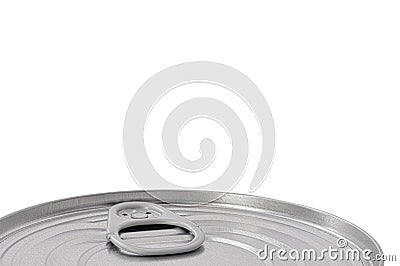 Tin Can Lid, Food Preserve Ringpull Canister Sealed Top, Large Detailed Isolated Macro Closeup, Blank Empty Copy Space Stock Photo