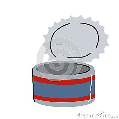 Tin can. Open iron containers. Garbage and junk. Vector Illustration