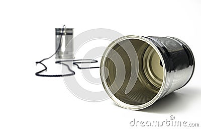 Tin Can Telephone Stock Photo