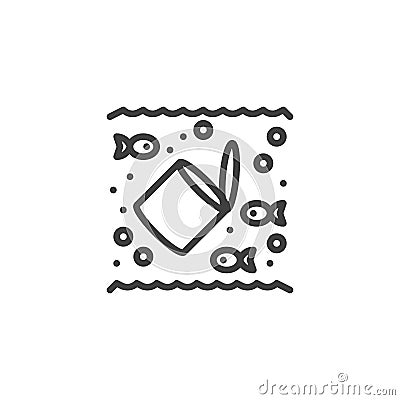 Tin can water pollution line icon Vector Illustration