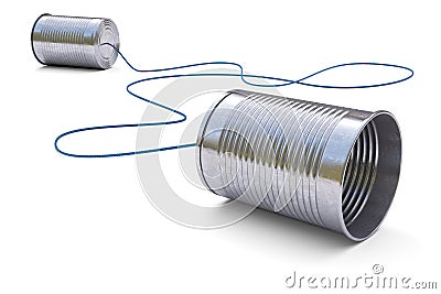 Tin cans telephone Stock Photo