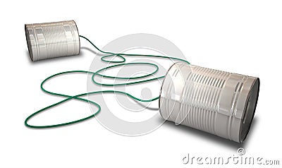 Tin Telephones Stock Photo