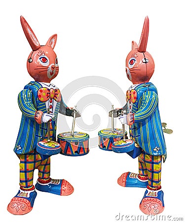 Tin Toy Bunny Stock Photo