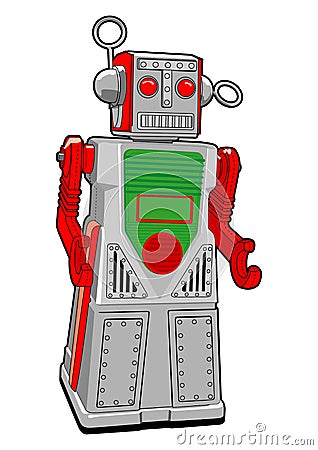 Tin Toy Robot in Vector Stock Photo