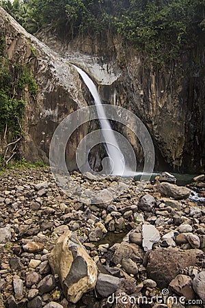 Tinago Falls located at Caibiran, Biliran. Shot of waterfall and rocks, nature background Stock Photo