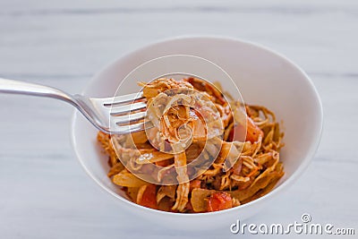 Tinga de pollo, chicken mexican food in mexico Stock Photo