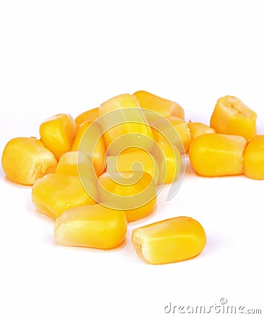 Tinned whole kernel corn Stock Photo