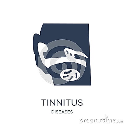 Tinnitus icon. Trendy flat vector Tinnitus icon on white background from Diseases collection Vector Illustration