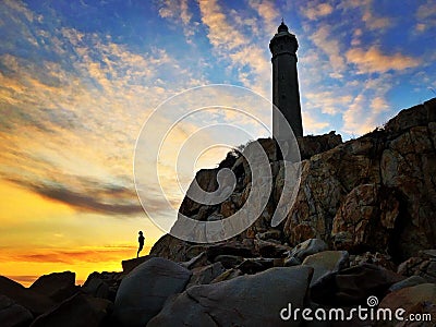 TinTin and beautiful sunset Stock Photo