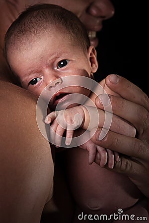 Tiny baby portrait Stock Photo