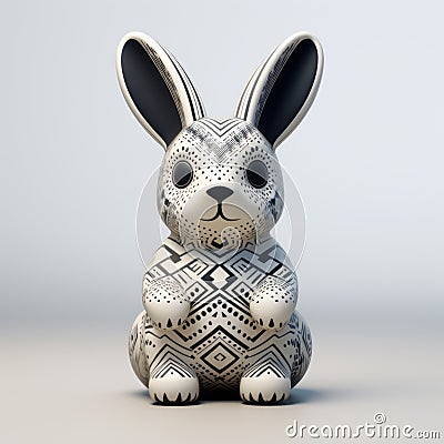 Mexican Print Studio: 3d Printed Rabbit With Complex Patterns Stock Photo