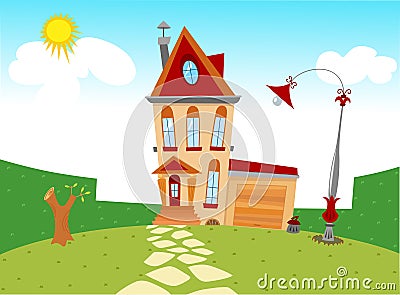 Tiny cartoon house Vector Illustration