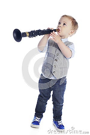 Tiny Clarinet Player Stock Photo