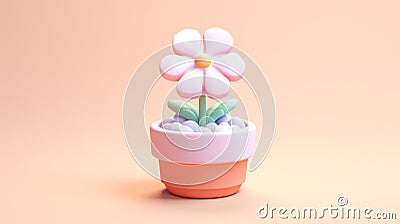 Tiny Cute 3D Flower: Delicate Miniature Botanical Charm Stock Photo