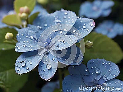 Tiny droplets of dew cling delicately to the edges of the petals. Stock Photo