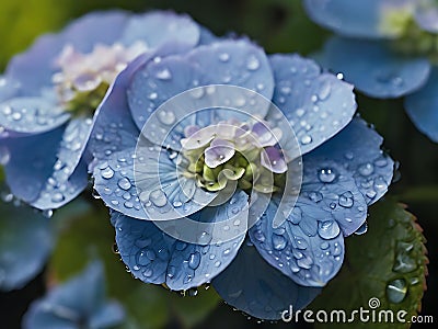 Tiny droplets of dew cling delicately to the edges of the petals. Stock Photo