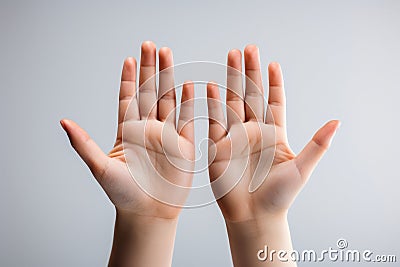 Tiny Fingers on Blank Canvas: Child's Hands. Stock Photo