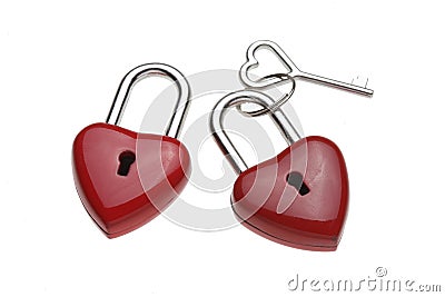 Tiny heart-shaped lock, padlock Stock Photo