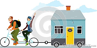 Tiny house owners Vector Illustration