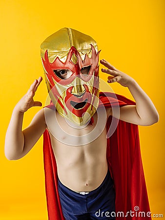 Tiny mexican wrestler Stock Photo