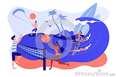 Summer beach activities concept vector illustration. Vector Illustration