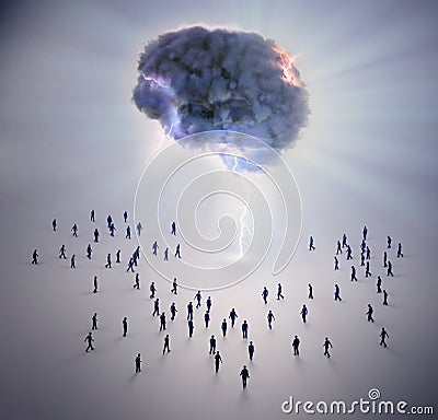 Tiny people brainstorm Stock Photo