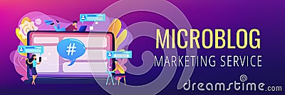 Microblog platform concept banner header. Vector Illustration