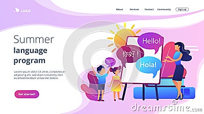 Computer programming camp concept landing page. Vector Illustration