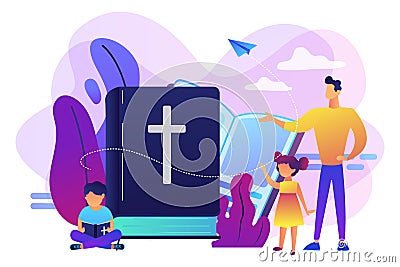 Religious summer camp concept vector illustration. Vector Illustration