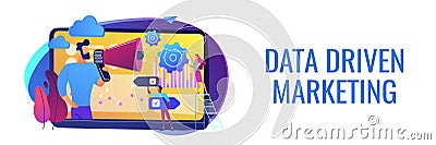 Data driven marketing concept banner header. Vector Illustration