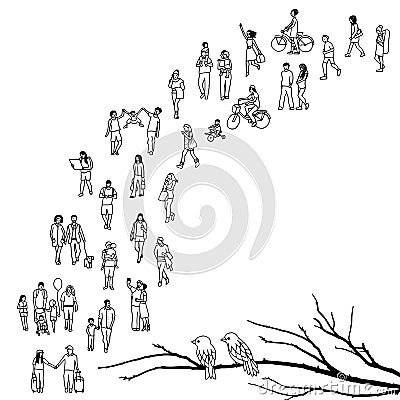 Tiny people queuing Vector Illustration