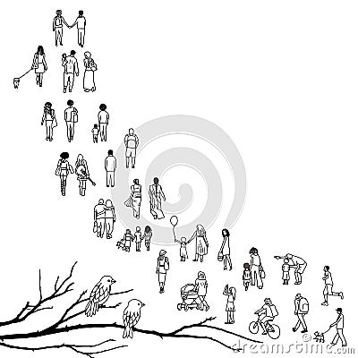 Tiny people queuing Vector Illustration