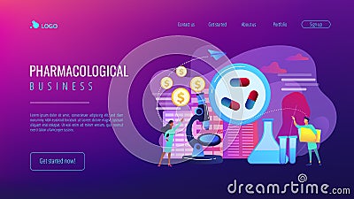 Pharmacological business concept landing page. Vector Illustration