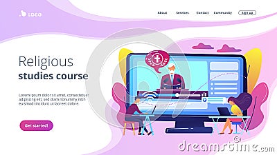 Theological lectures concept landing page. Vector Illustration