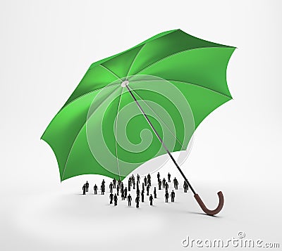 Tiny people under an umbrella Stock Photo