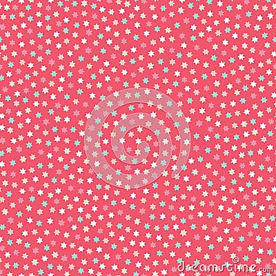 Tiny pink, red and grey stars on a white background in seamless repeat pattern. Sweet tossed vector design ideal for Vector Illustration