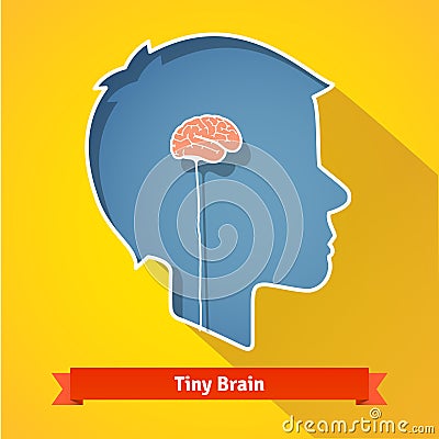 Tiny small underdeveloped or dried up brain Vector Illustration