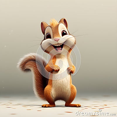 A tiny squirrel chattered with glee full body Pixar style illustration Cartoon Illustration