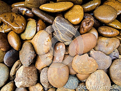 Tiny stones gravel texture background, wet stone floor Stock Photo