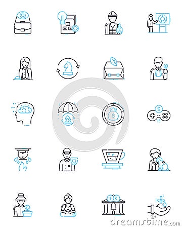 Tiny venture linear icons set. Micro-business, Petite, Miniature, Compact, Small-scale, Pint-sized, Minimal line vector Vector Illustration
